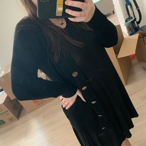 Black Tory Burch Simone Cardigan with Gold Buttons